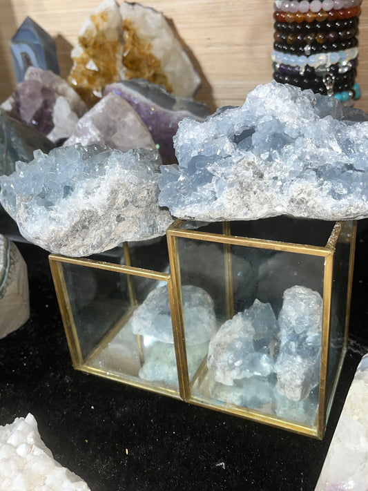 Natural Sky Blue Celestite Cluster – Calming Crystal for Decor & Healing