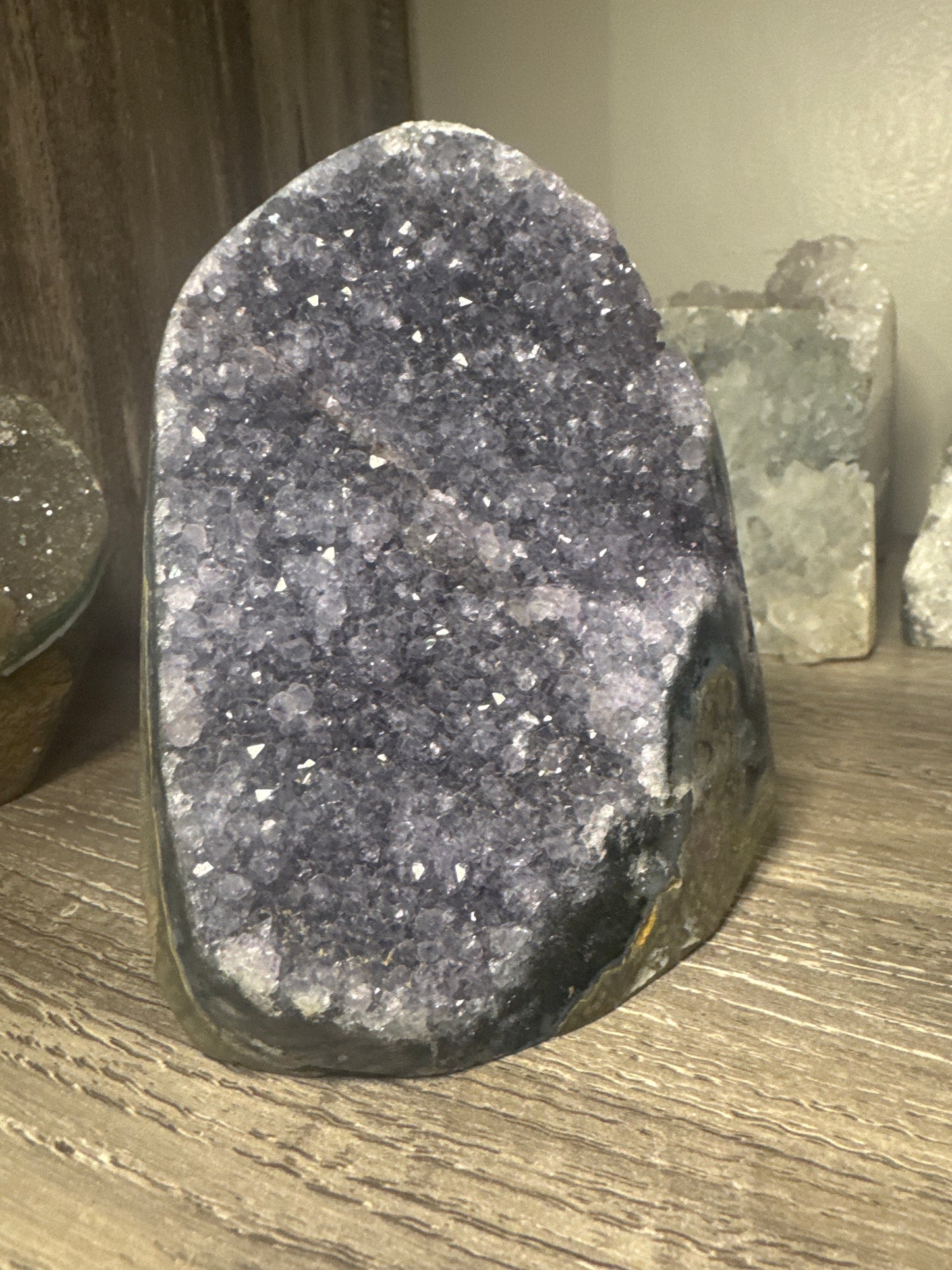 Black, Gold & Purple Brazilian Amethyst Druze, w/ Cut base MADE IN BRAZIL