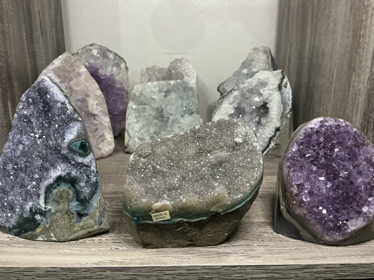 Black, Gold & Purple Brazilian Amethyst Druze, w/ Cut base MADE IN BRAZIL