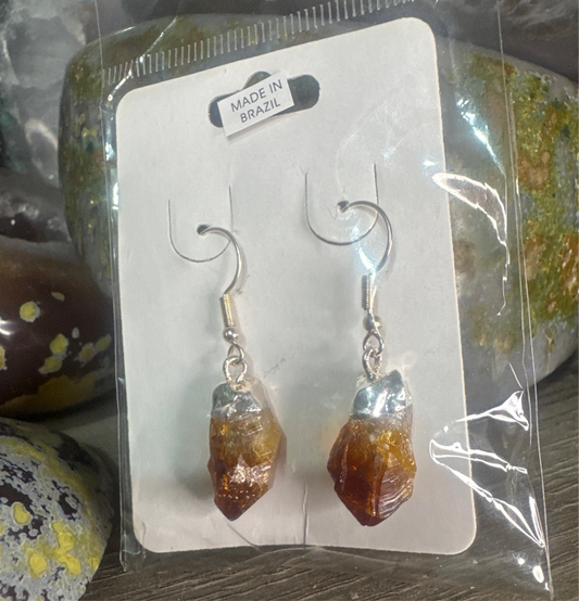 Citrine Point Earrings BRAZIL S/P